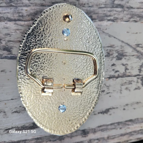 Western Themed Belt Buckle With Oval Rhodonite Stone In The Center - Picture 3 of 8